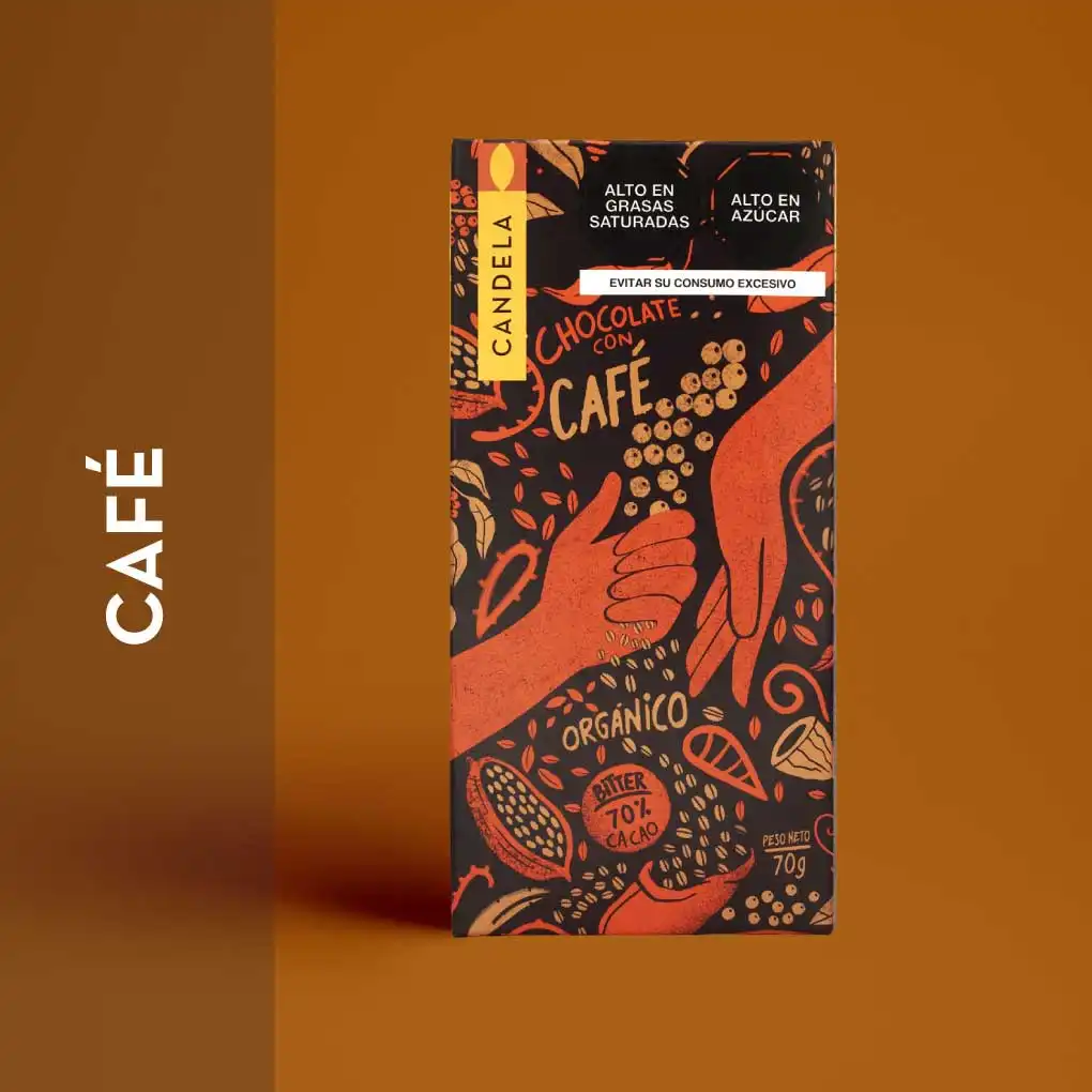 Tableta de chocolate con café 70% cacao orgánico